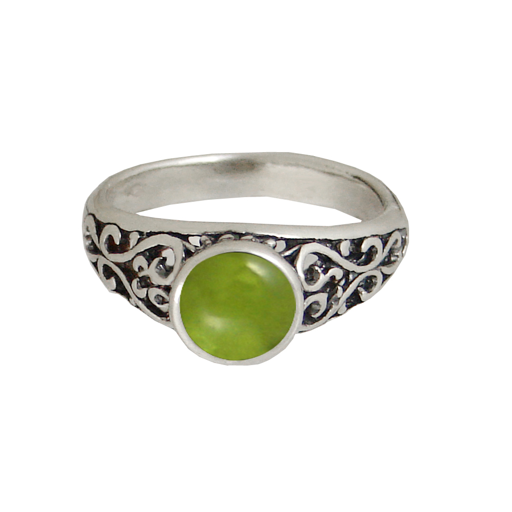 Sterling Silver Filigree Hearts Ring With Peridot Size 9